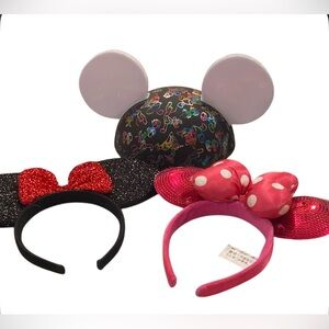 2018 Disney Parks LED Mickey Mouse Light Up Color Changing Ears + 2 Headbands